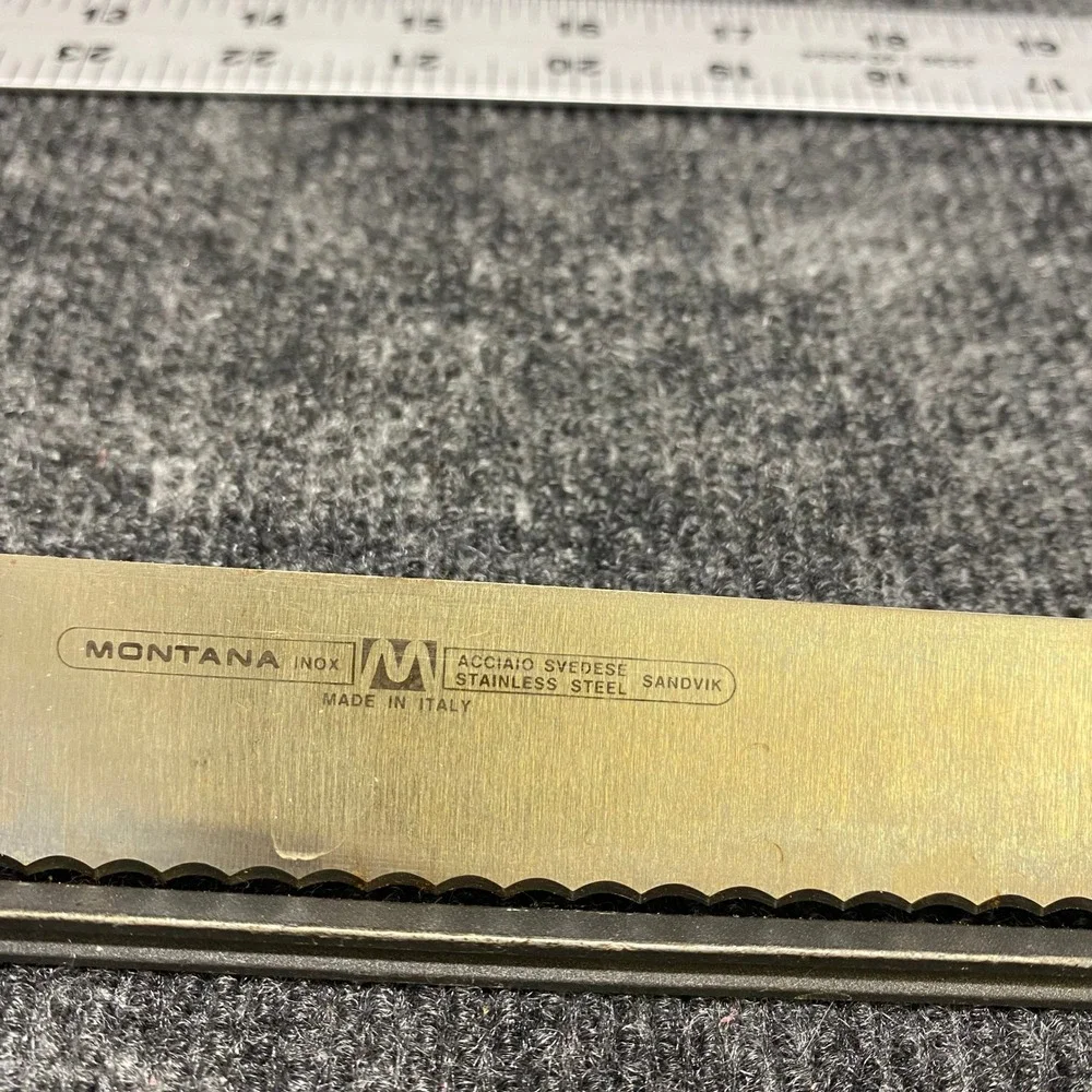 Montana Inox Italian Sandvik Stainless Steel Serrated Bread Knife with Guide